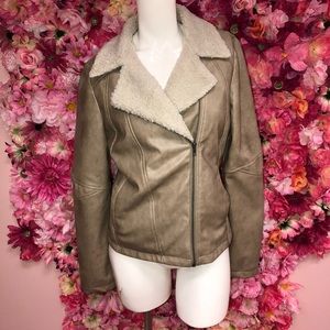 Jack. Vegan Leather Taupe Jacket Size Small